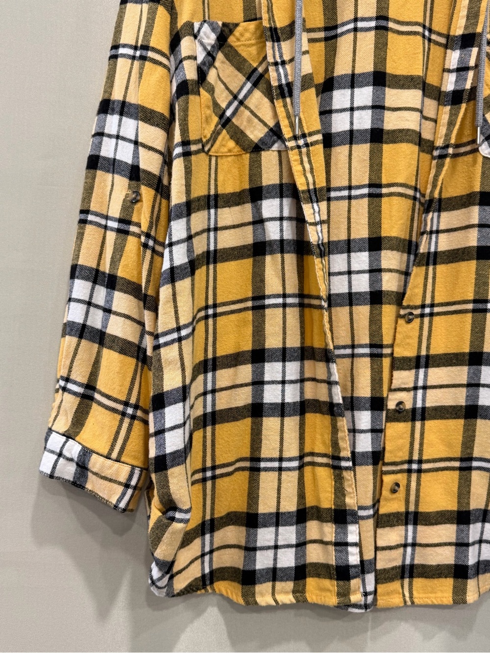 Women’s Yellow Plaid Hooded Button Front Flannel Shirt Jacket Size XXXL/3XG(21) - Picture 2 of 10